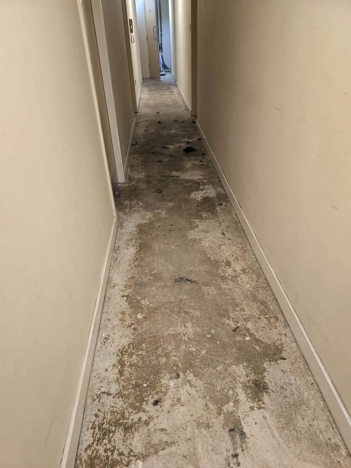 Corridor stripped back to the bare floor