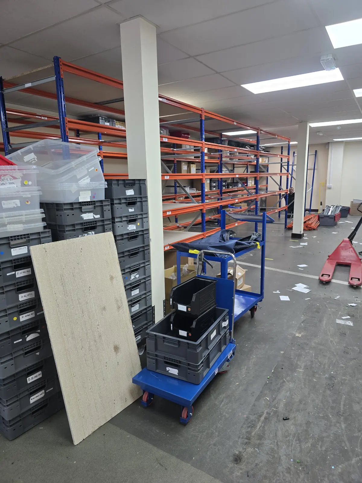 Old unit with racking and stock to move